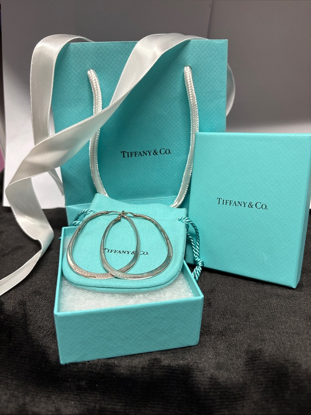 Rare Vintage Tiffany & Co. Signed Elsa Peretti large oval Hoop Earrings